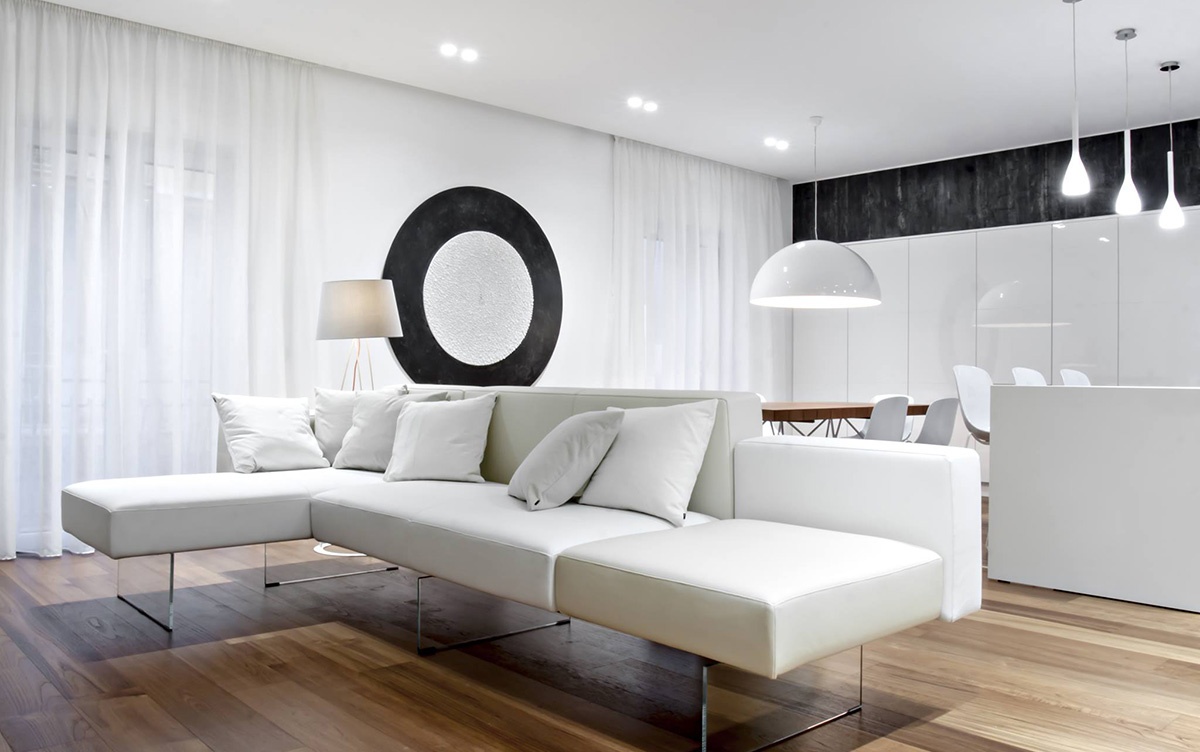 зонирование диваном помещения