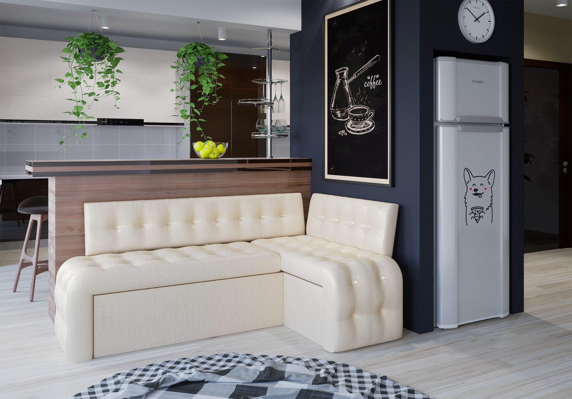 уголок кожаный на кухне