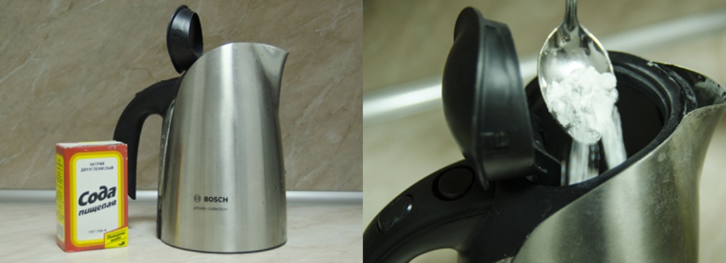 чистка чайника содой