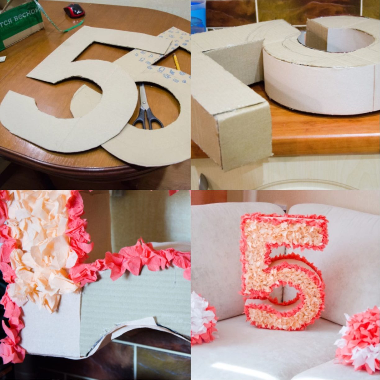 выполнение цифры из салфеток