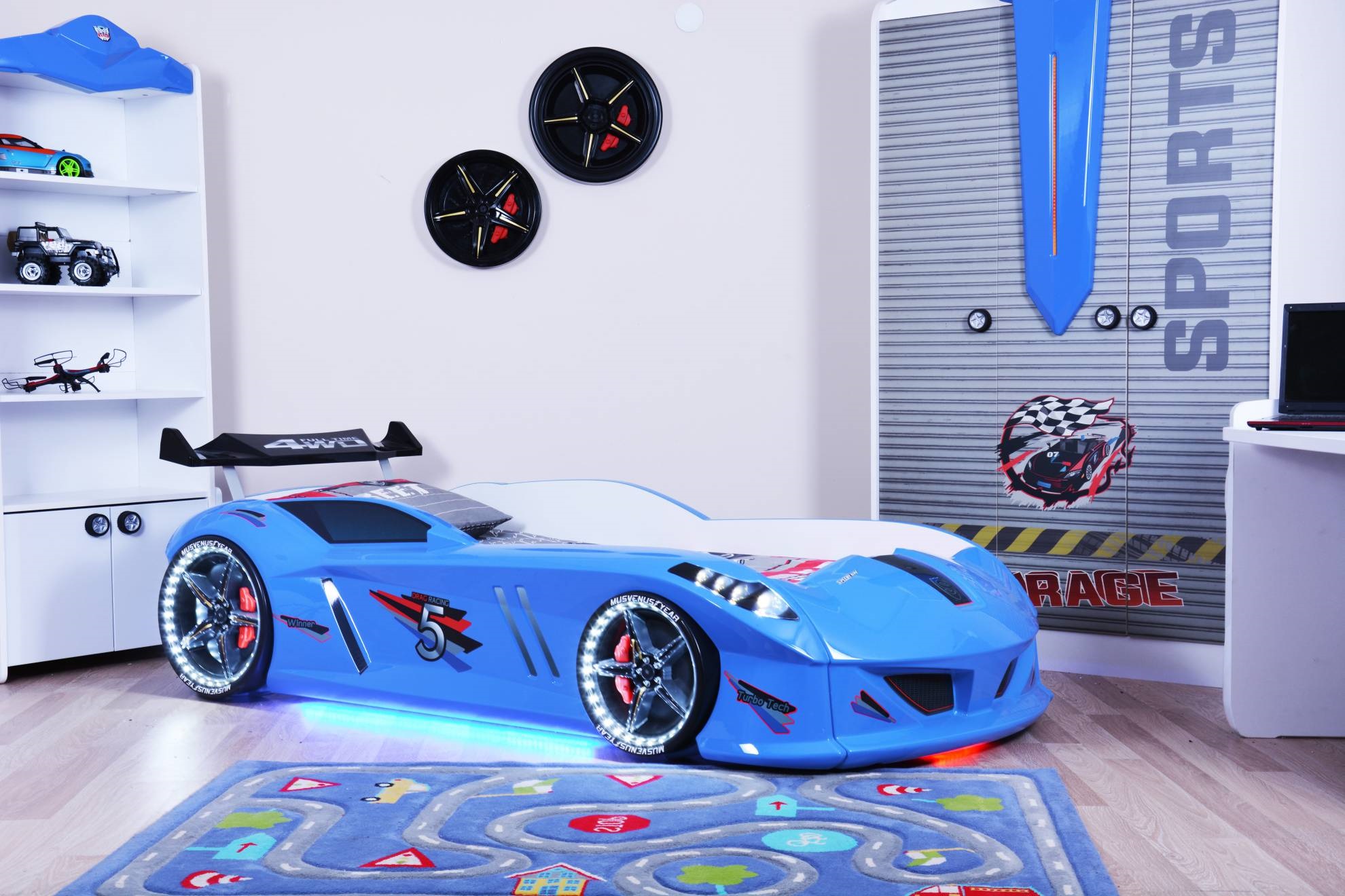 детская кровать машина синяя