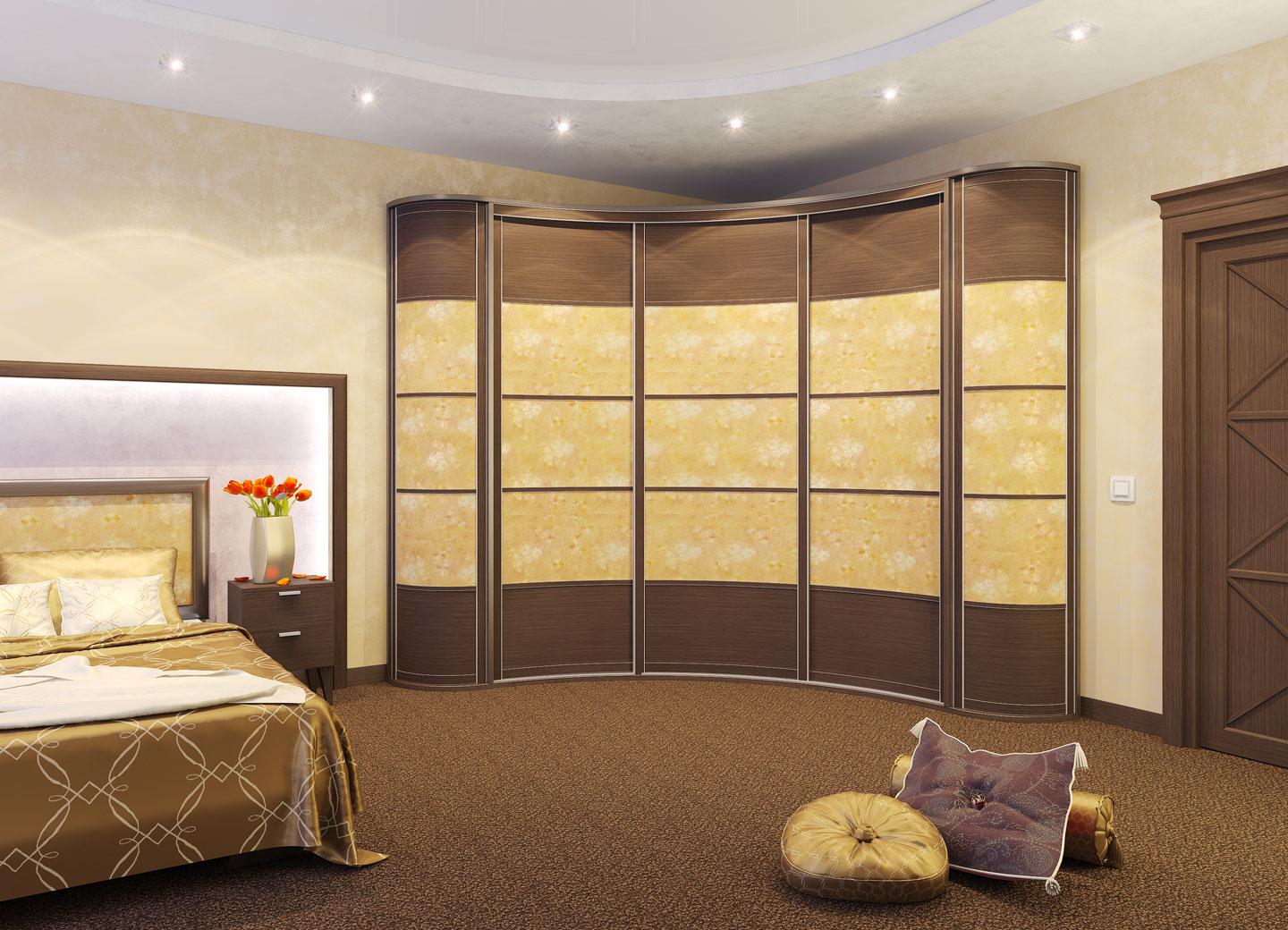 радиусный шкаф в спальне