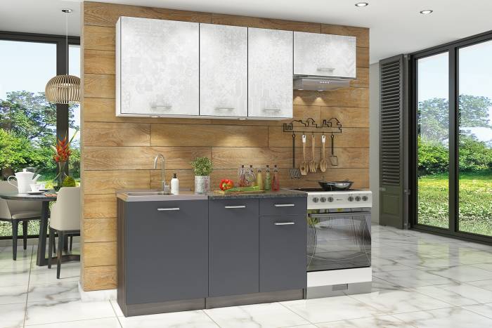 освещение серой кухни