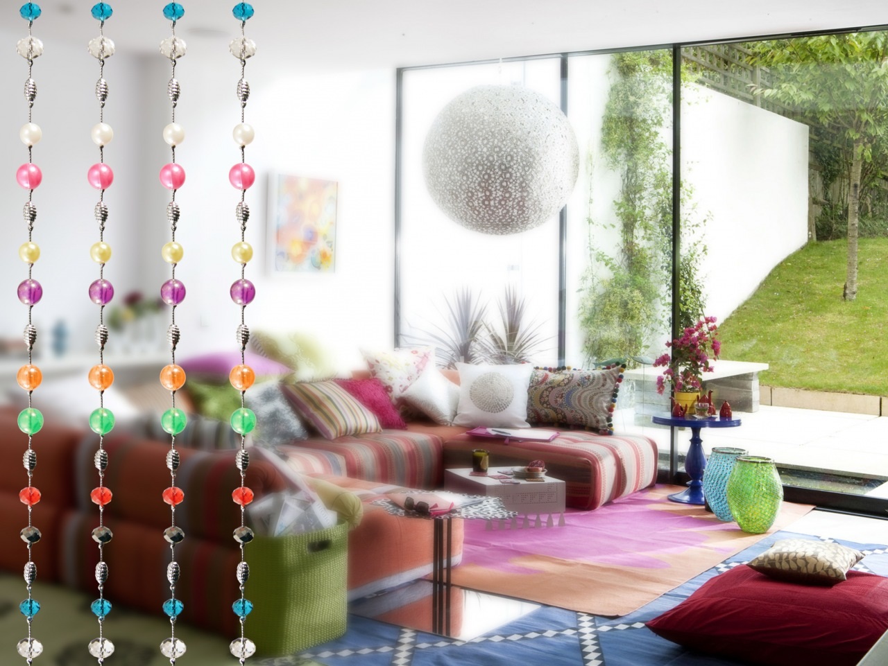 декор штор из бус