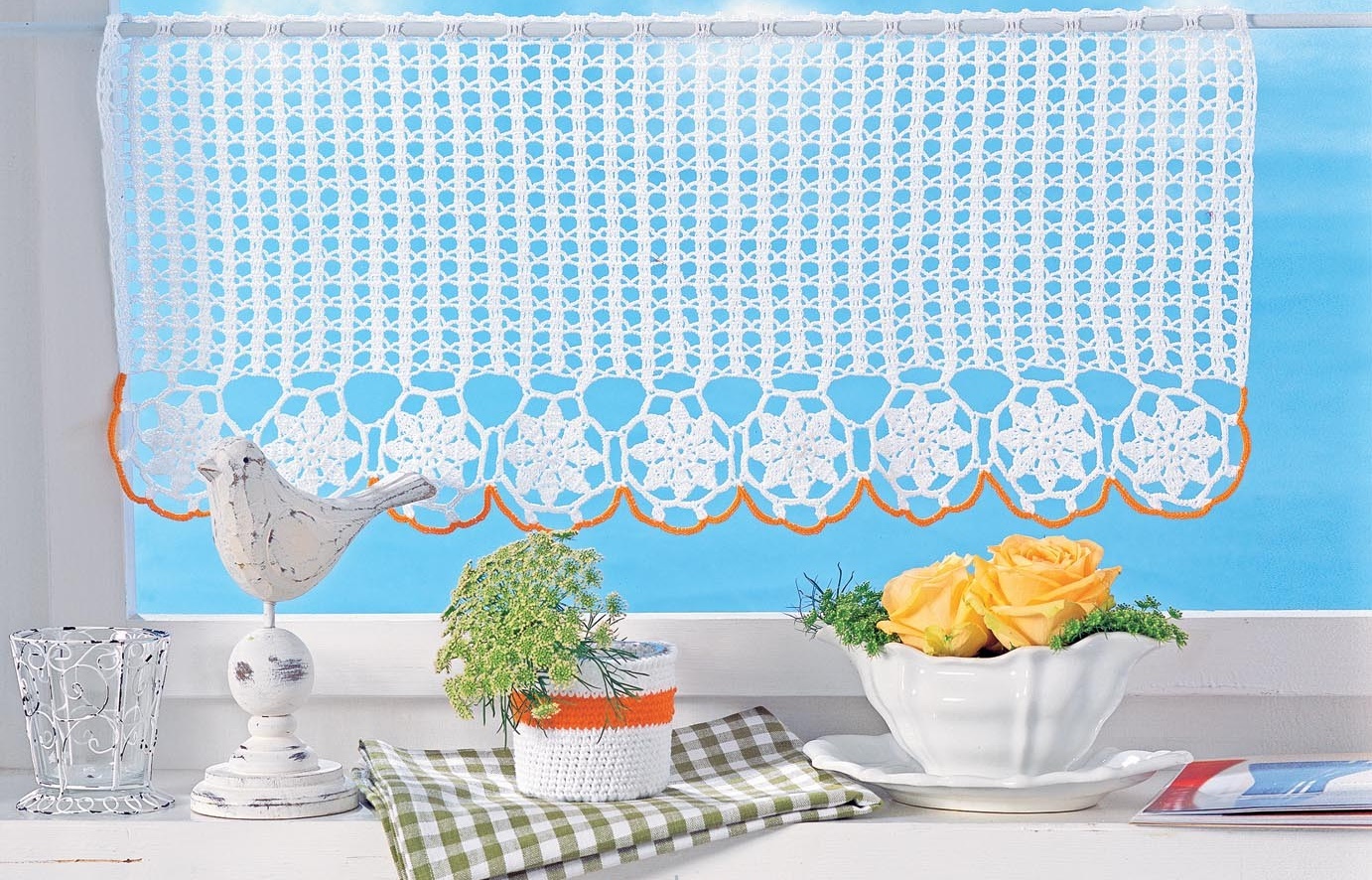 шторы на кухню вязаные