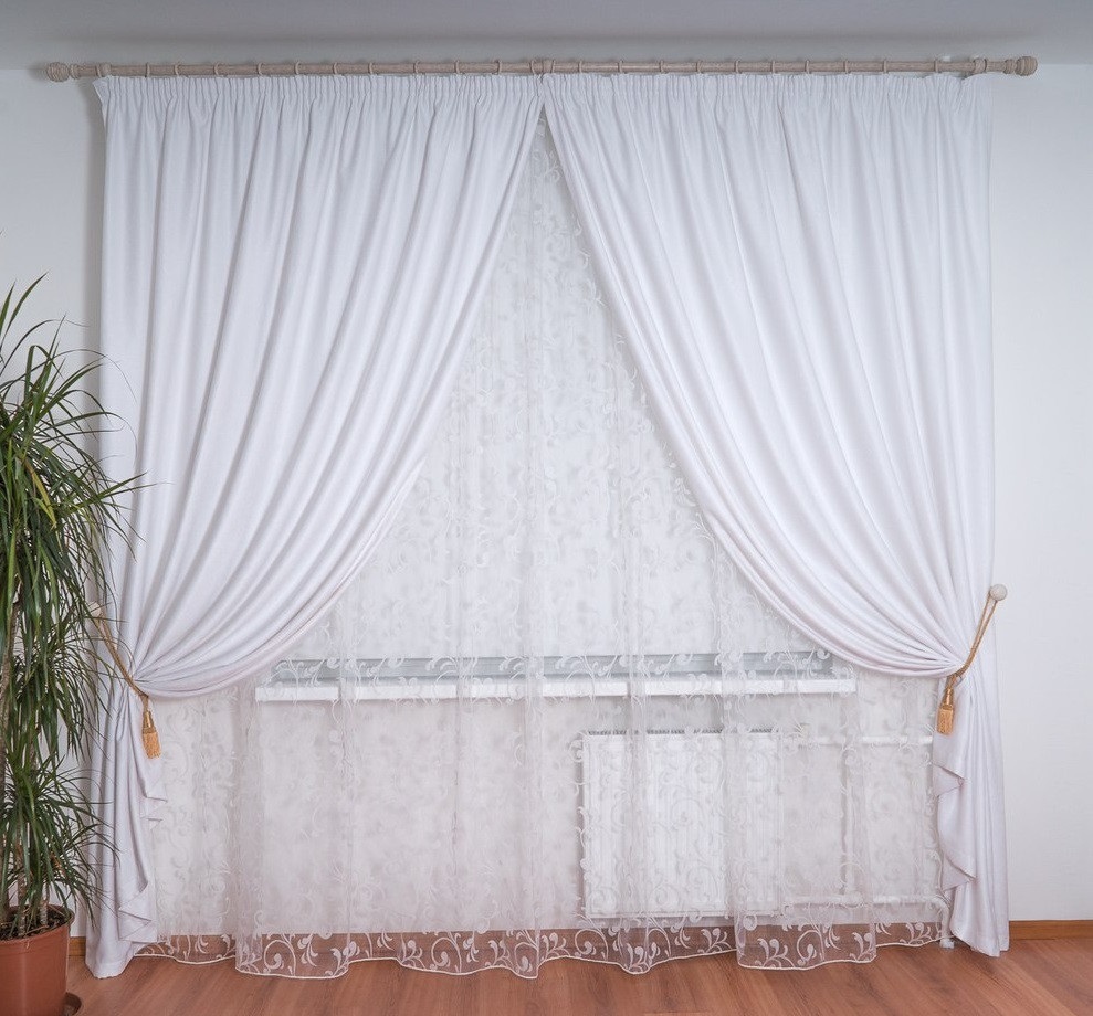 выбор ткани для белых штор