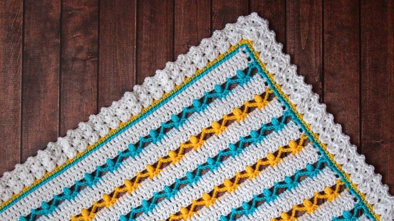 плед с обвязкой