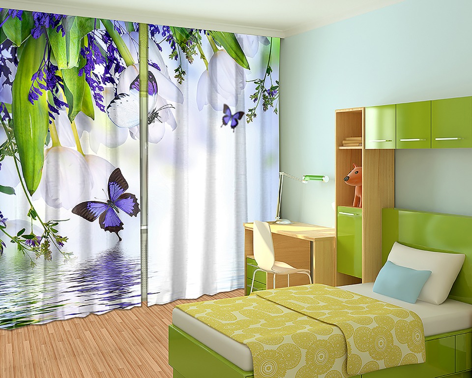 фототюль в спальне