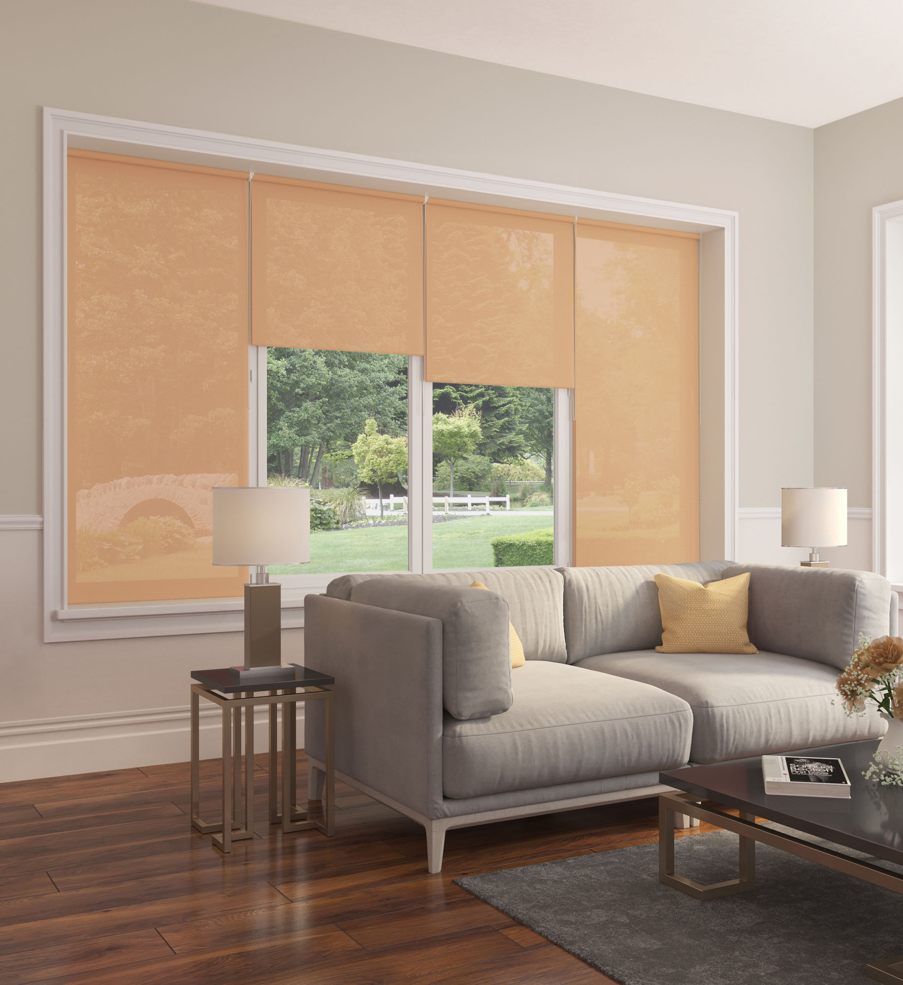 ролл-шторы в гостиной