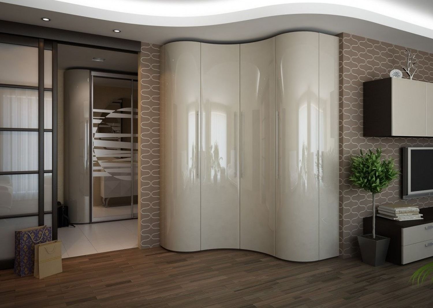 сферический шкаф-купе в гостиной