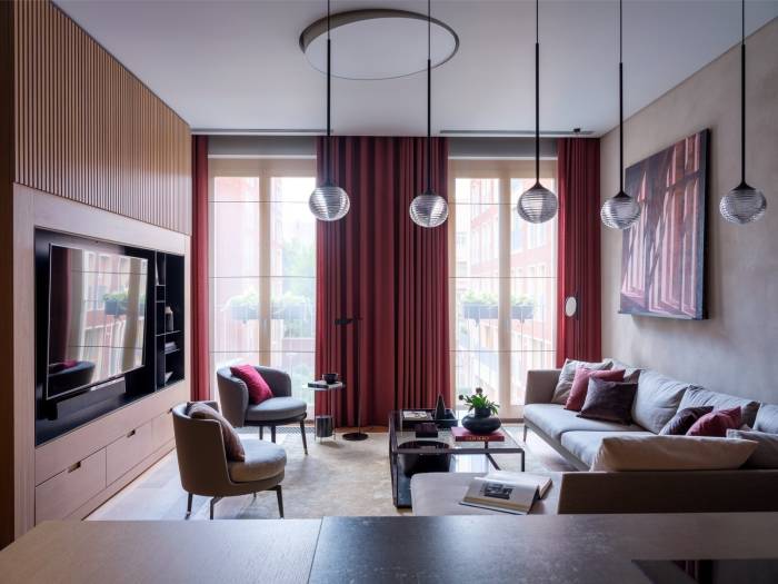 скандинавские шторы в гостиной