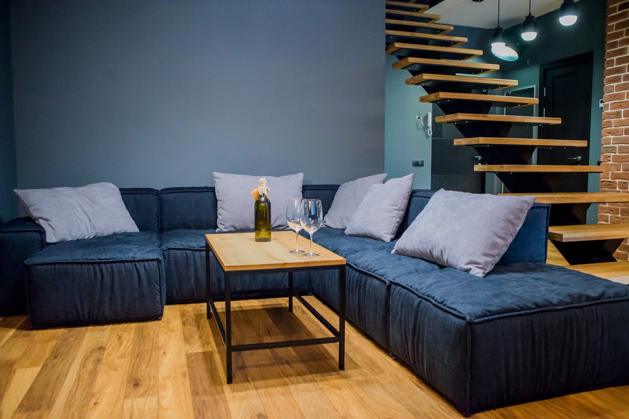 формы синих диванов