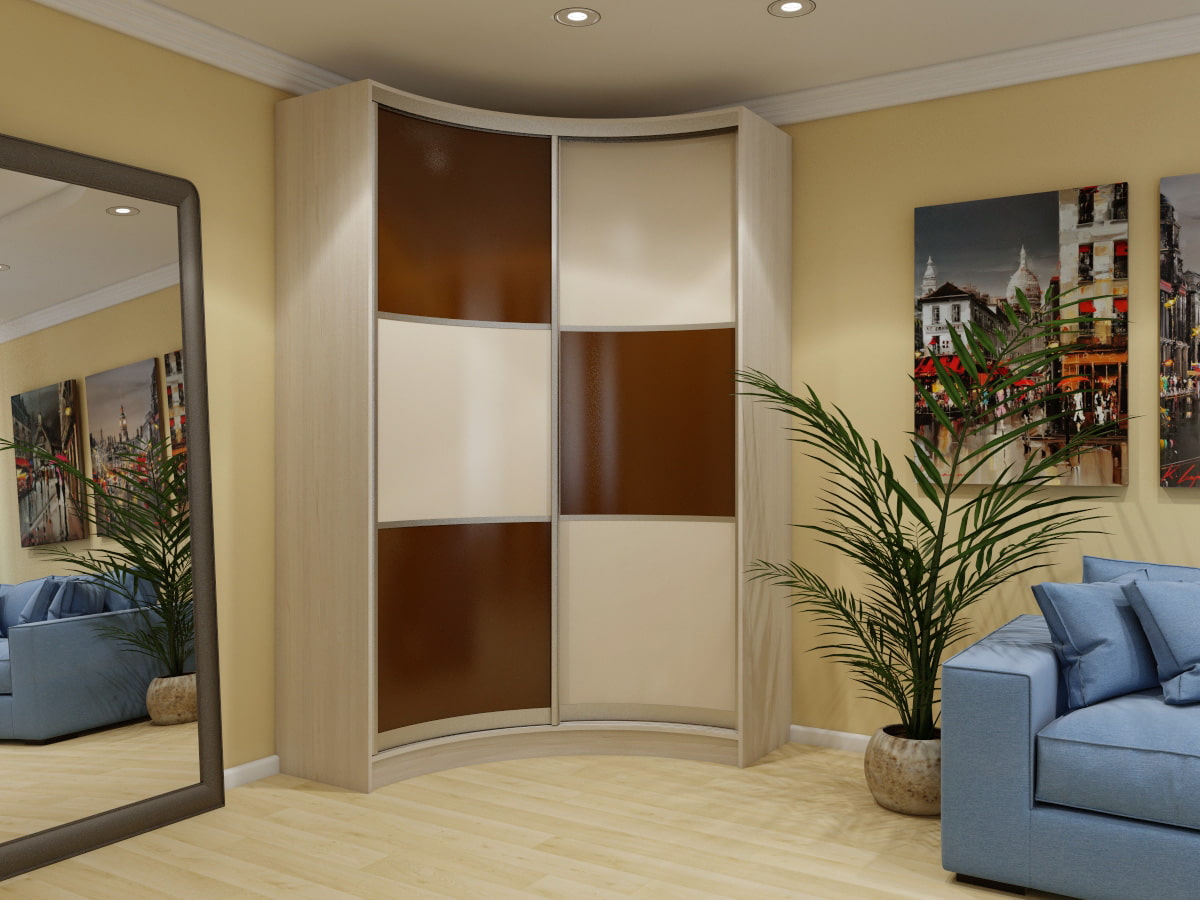 угловой шкаф-купе в гостиной